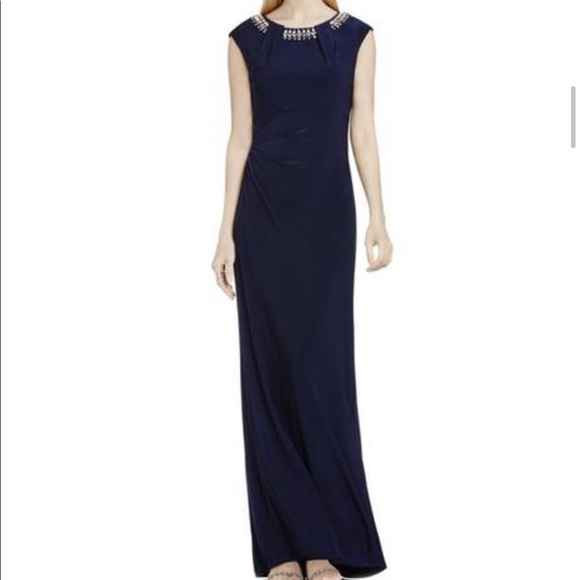 Vince Camuto Embellished Neckline Shirred Gown - Picture 2 of 6